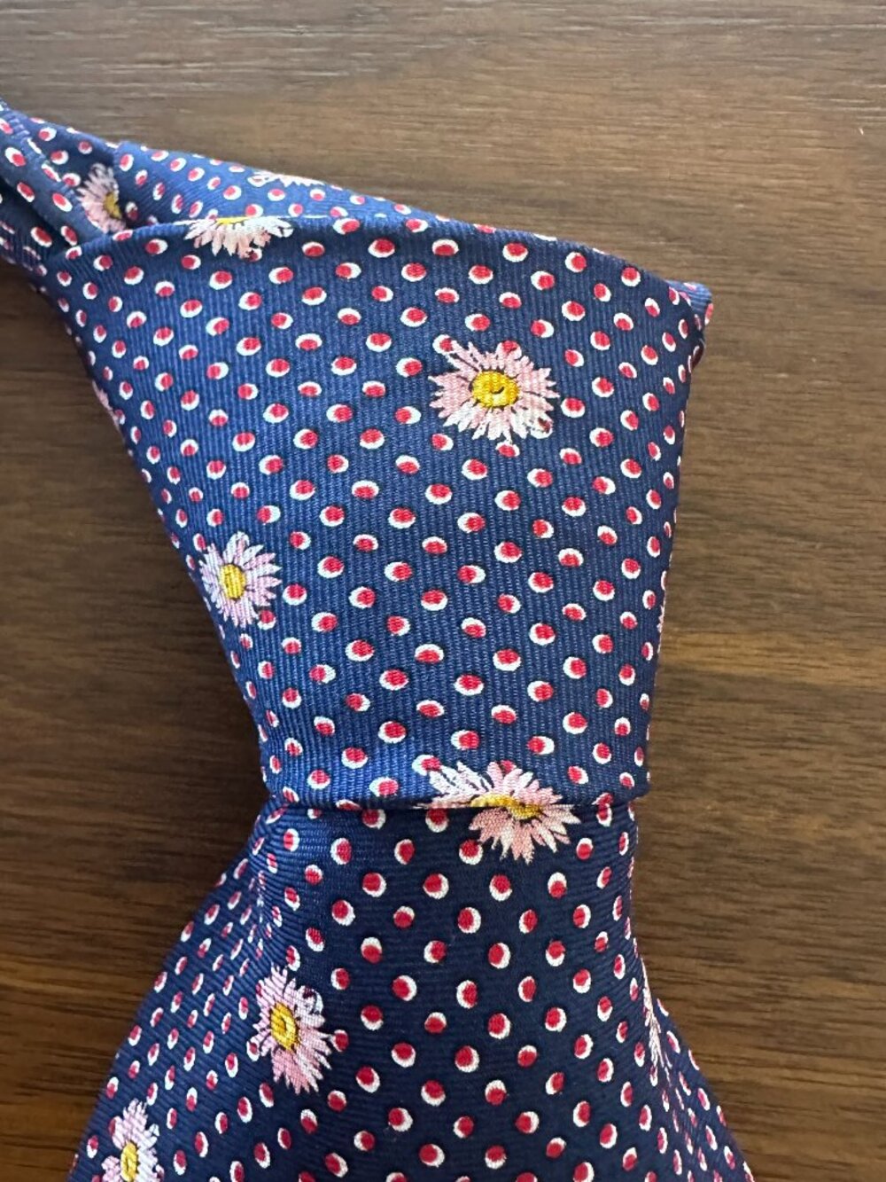 Longchamp Navy Red Floral Silk Tie